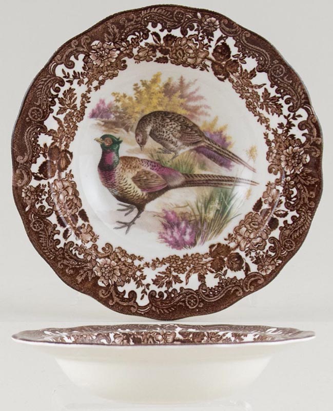 Cereal or Dessert Bowl with Rim Pheasants c1970